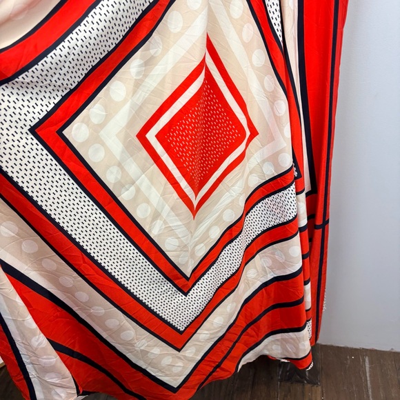 ELIZA J Poppy Stripe Scarf Print Crepe de Chine Bow Tie Back Maxi Gown Dress - Picture 4 of 16